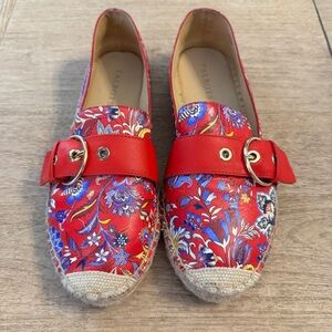 Talbots Izzy Buckle Napa Leather Floral Espadrilles – Size 7M